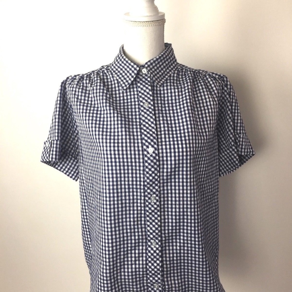 Bon Worth Blouse Blue / White Gingham